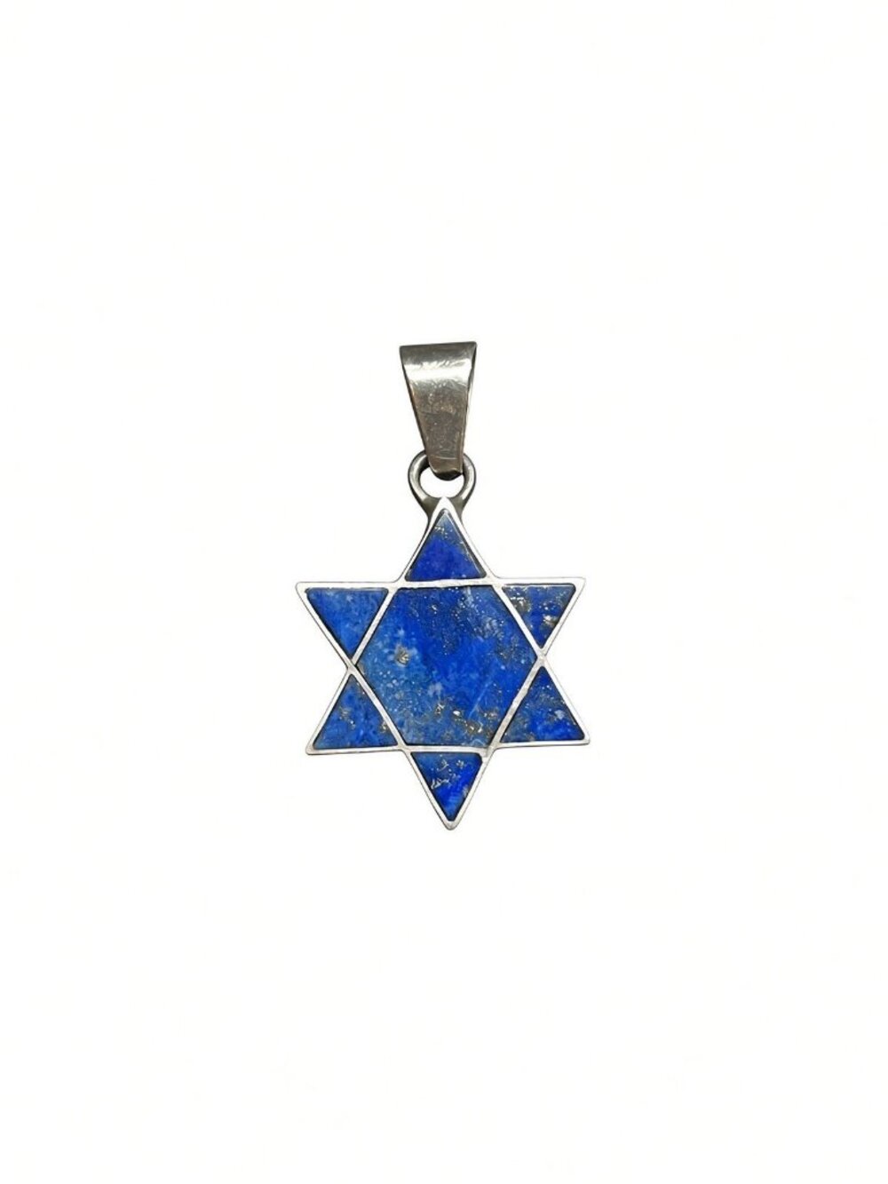 Vintage 950 Chile Lapis Lazuli Star of David Pendant Silver Judaica